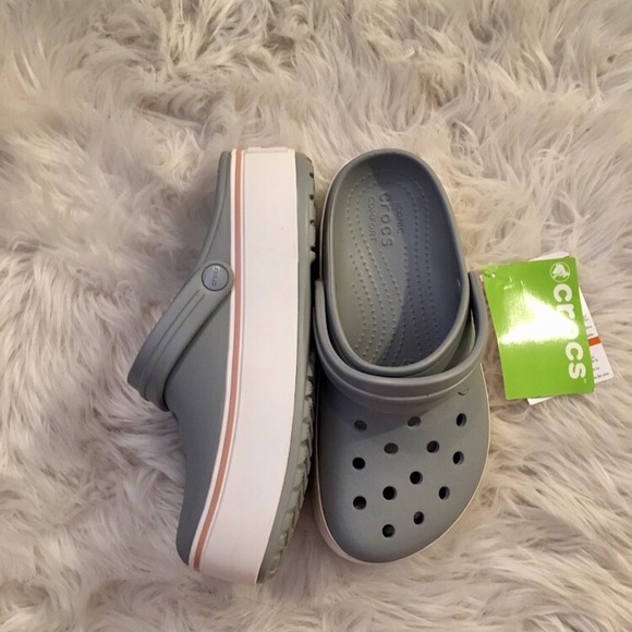 grey platform crocs